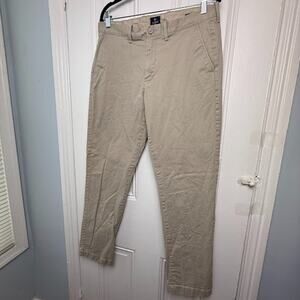 J Crew Flex Sutton Pants Mens 33x32 Khaki Tapered Zip Fly Pockets Tan Preppy